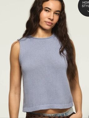 Lucky Brand Knit Tank Top - Light Blue